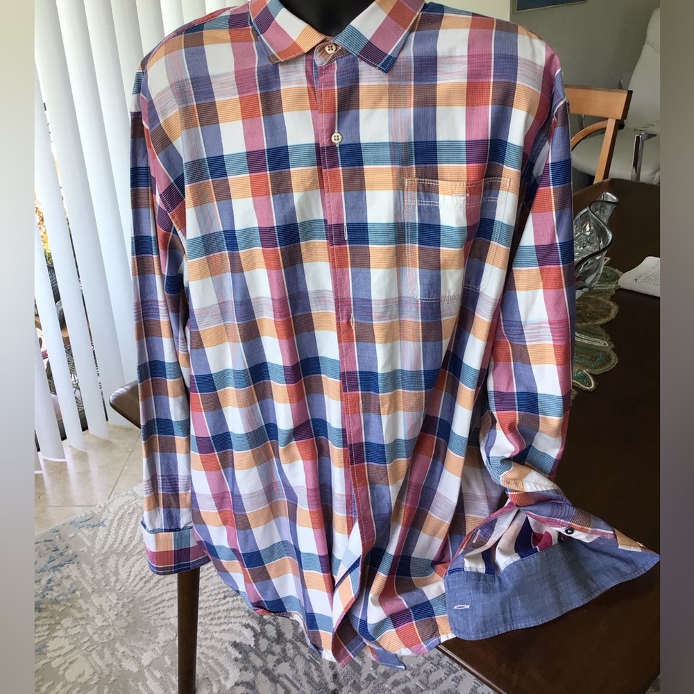 large block plaid long sleeve shirt from Tommy Bahama in a multicolored blend